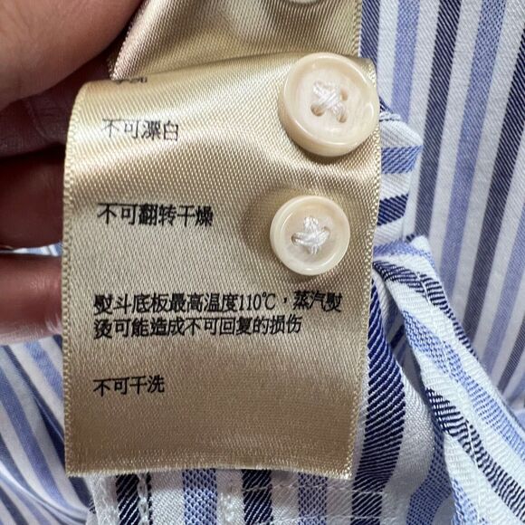 Scotch & Soda Shirt Mens L Blue White Stripe Viscose Button Down Classic Preppy - Picture 15 of 15